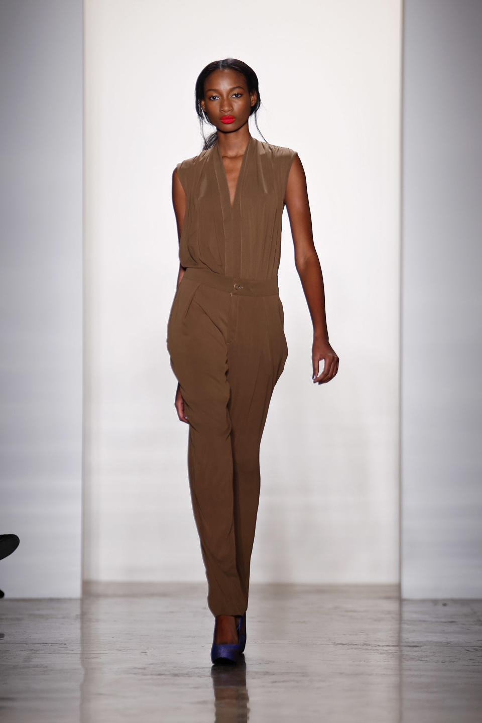 NEW YORK, NY - FEBRUARY 07:  A model walks the runway at the Costello Tagliapietra fall 2013 fashion show during MADE Fashion Week at Milk Studios on February 7, 2013 in New York City.  (Photo by Brian Ach/Getty Images)