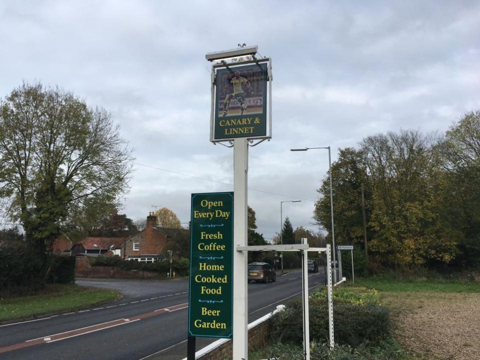 Eastern Daily Press: The sign at the Canary and Linnet 