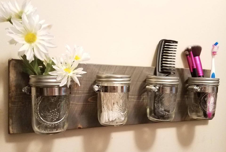 Mason Jar Bathroom Organizer