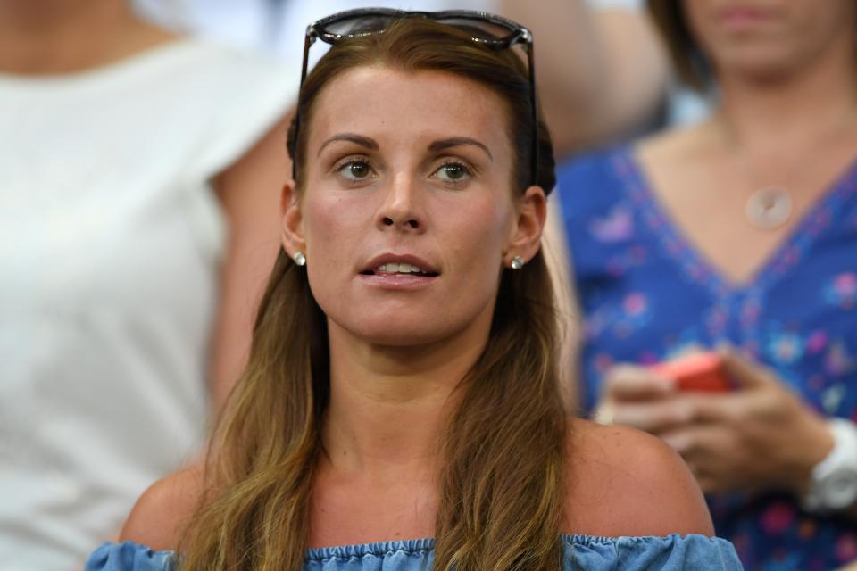 Coleen Rooney, wife of England's forward Wayne Rooney, attends the Euro 2016 round of 16 football match between England and Iceland at the Allianz Riviera stadium in Nice on June 27, 2016.   England lost 2-1 to Iceland. / AFP / PAUL ELLIS        (Photo credit should read PAUL ELLIS/AFP/Getty Images)