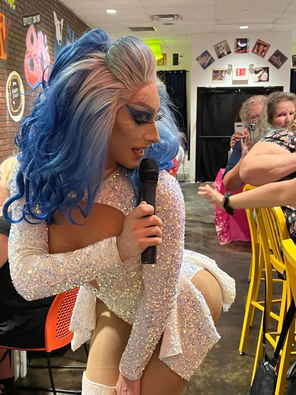 Anhedonia Delight acts playfully during drag bingo at That Pop Up Bar at Twisted Citrus restaurant in North Canton. Tickets are $10 and often sell out quickly online through Eventbrite. Tickets for fall drag bingo dates go on sale June 15.