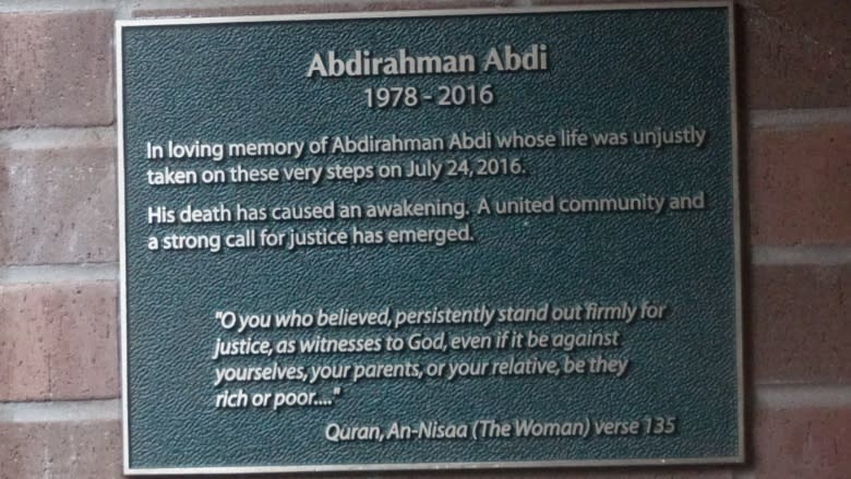 'An awakening': Plaque unveiled to mark anniversary of Abdirahman Abdi's death