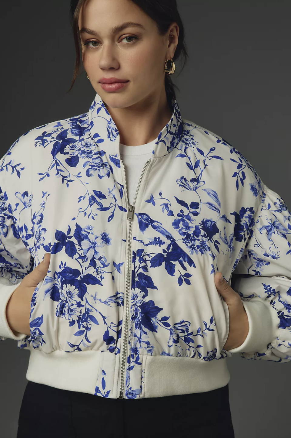 By Anthropologie Cropped Bomber Jacket (Photo via Anthropologie)