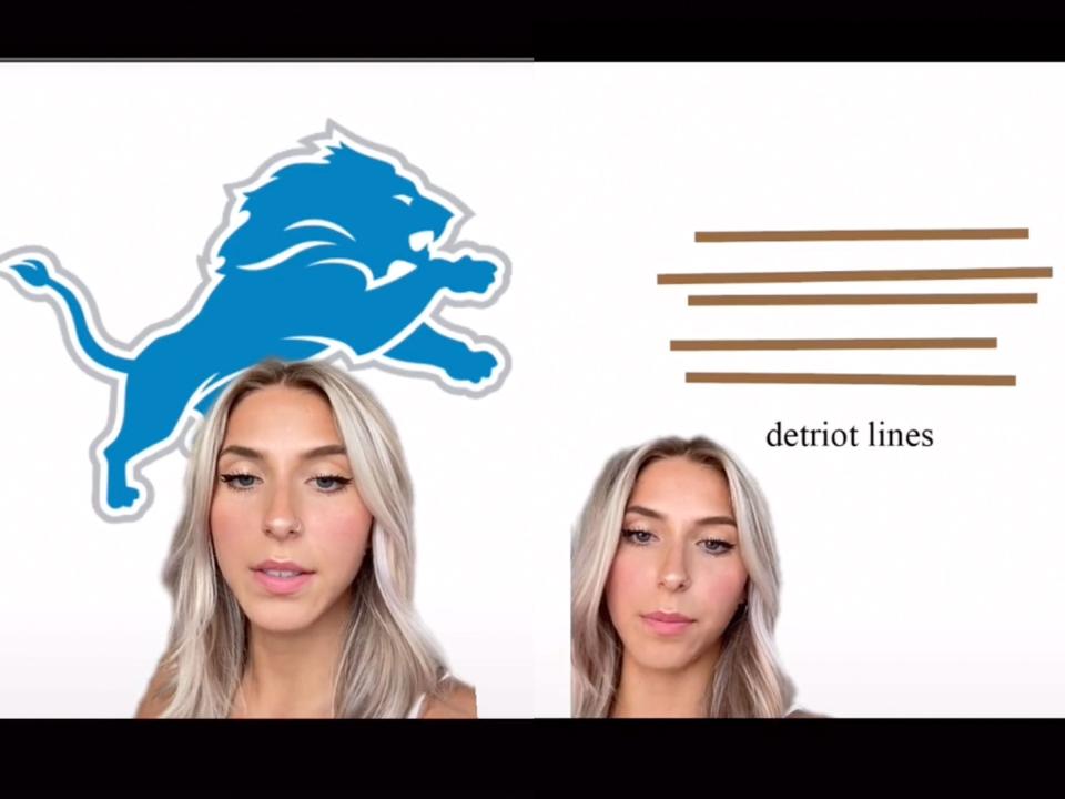 Emily Zugay jokingly recreates the Detroit Lions' branding.
