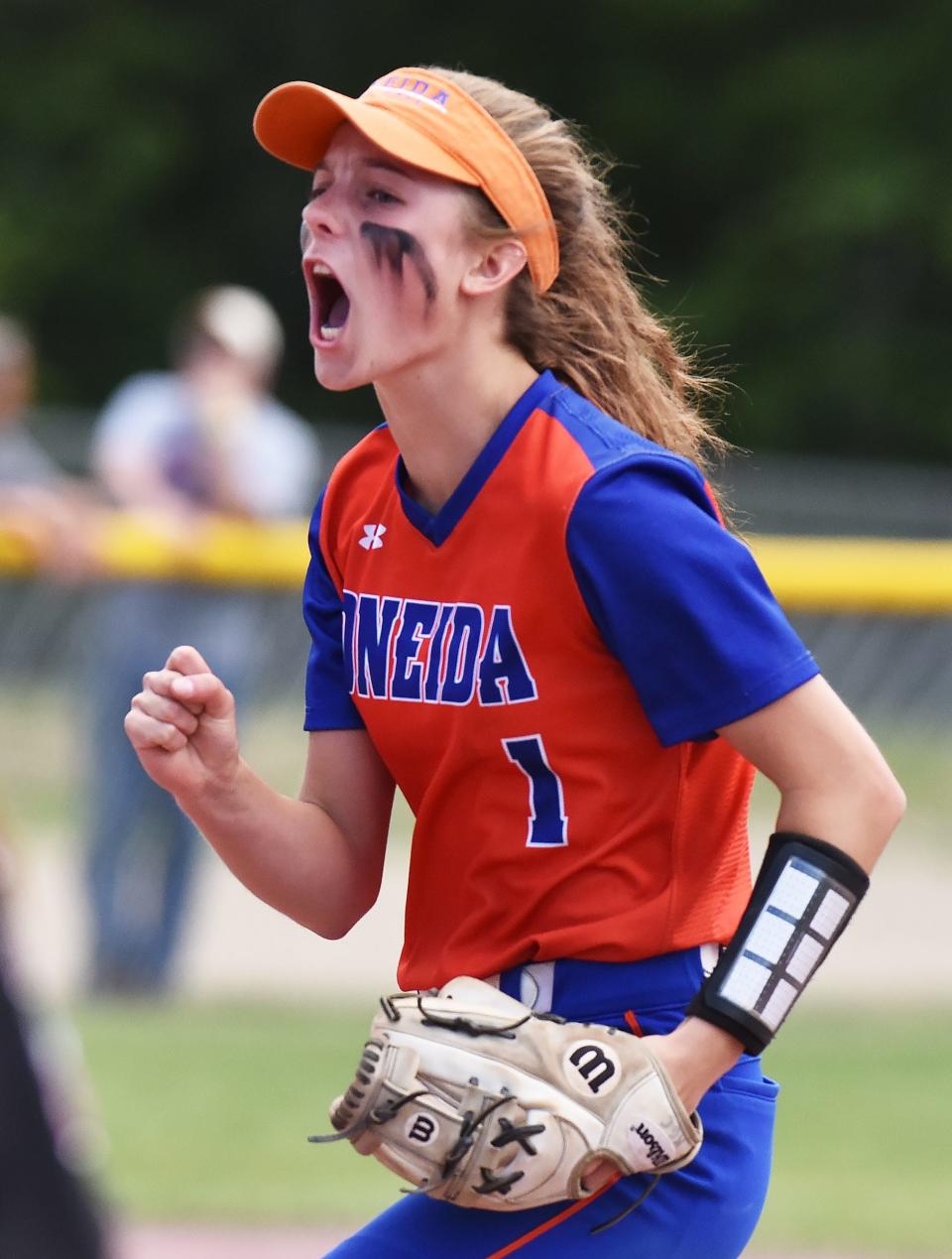 Oneida's Kaylin Curro, shown in 2019, was named the Tri-Valley League's softball player of the year for the 2021 season.