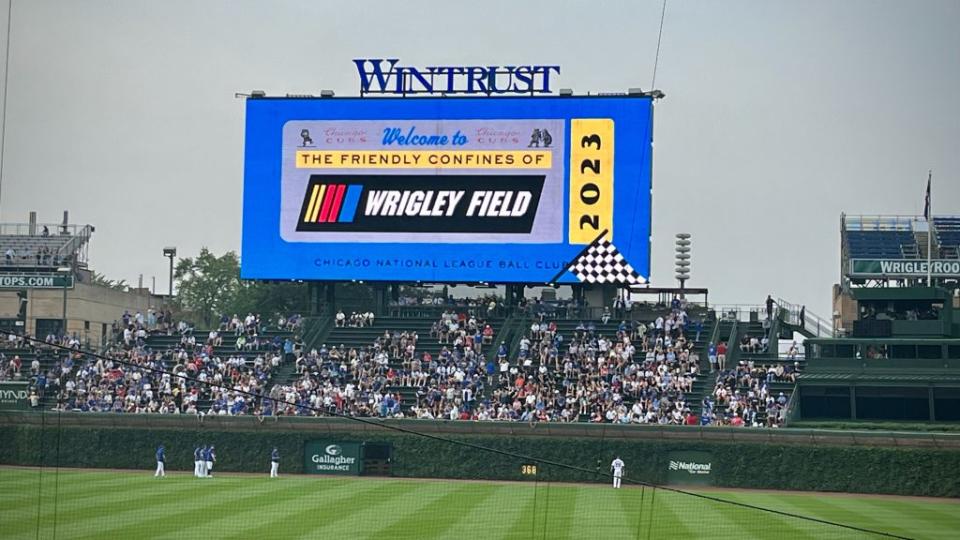 Wrigley Field NASCAR Night sign board