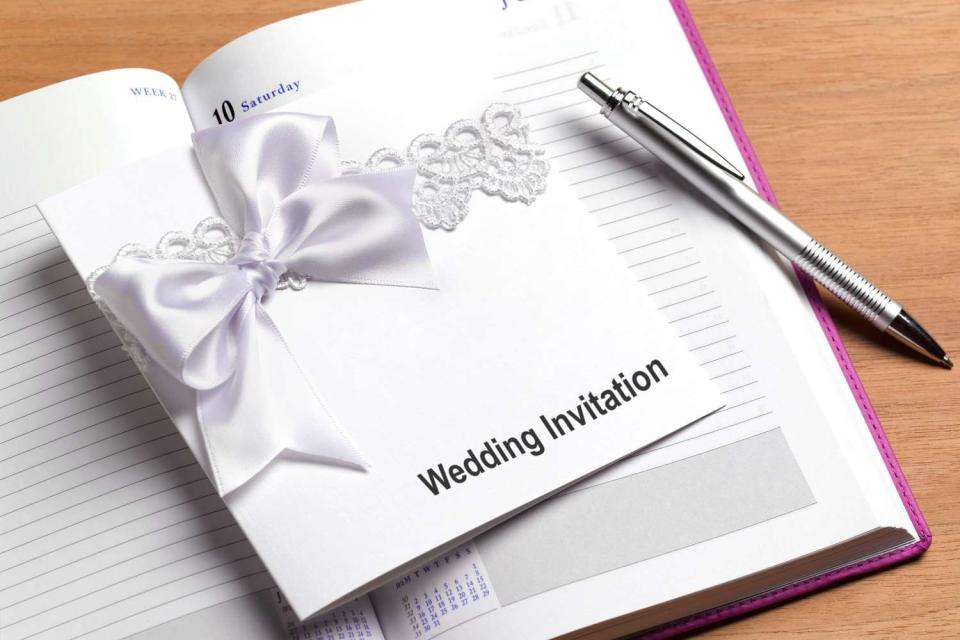 <p>Getty</p> A stock image of a wedding invitaiton