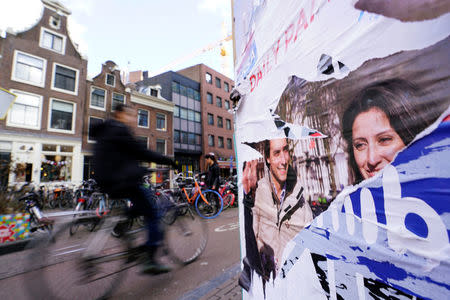 Thierry Baudet (Forum for Democracy) campaign posters are seen during the local council election in Amsterdam, the Netherlands March 21, 2018. REUTERS/Cris Toala Olivares