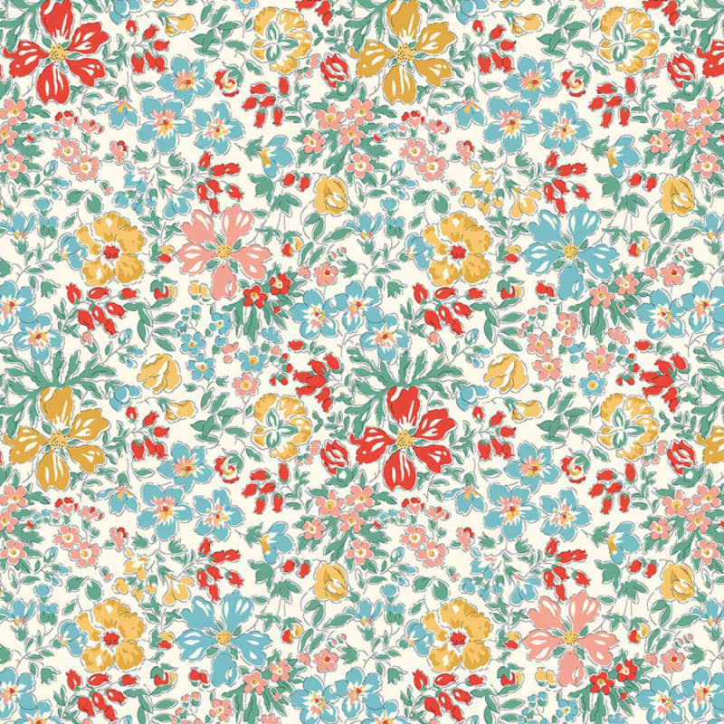 Liberty Art Fabrics Blue and Yellow Botanist’s Blossom Lasenby Quilting Cotton (per yard)