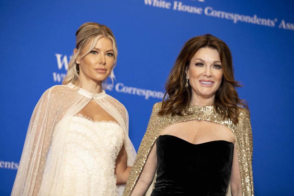 Ariana Madix and Lisa Vanderpump pose on the red carpet of the White House Correspondents' Dinner at the Washington Hilton in Washington, D.C., on April 29, 2023.