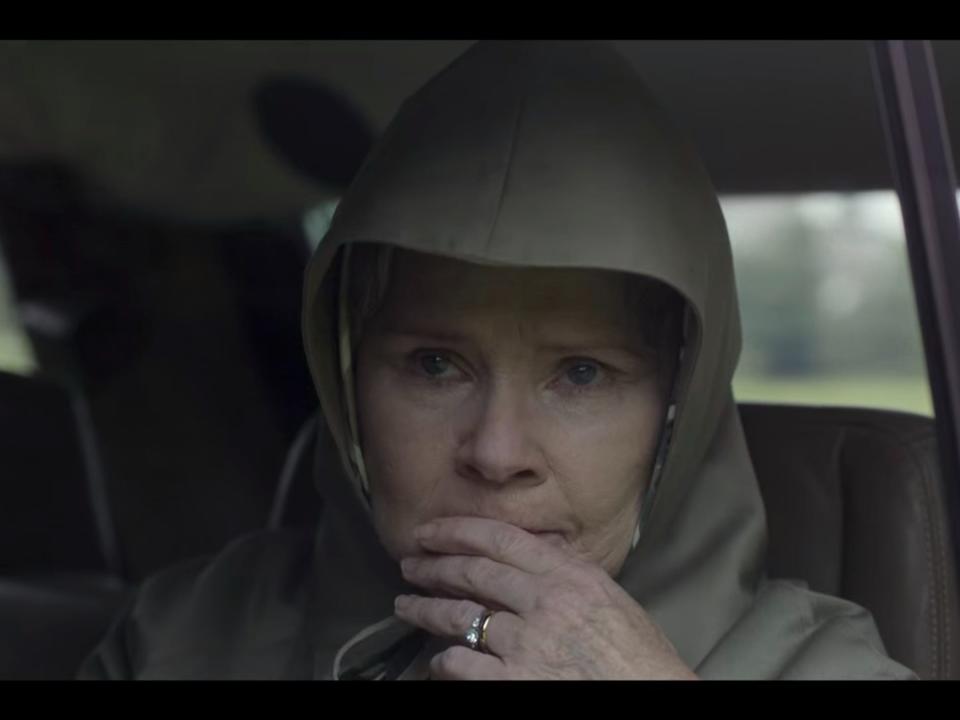 In "The Crown," the Queen (Imelda Staunton) shows up to Windsor Castle by car.