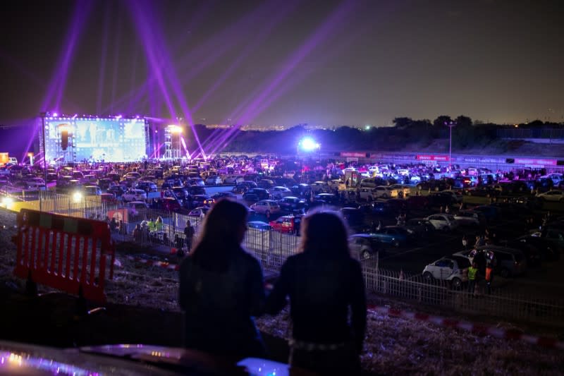 Drive-in concert of popular Greek singer Natassa Theodoridou, following a nationwide lockdown against the spread of the coronavirus disease (COVID-19)