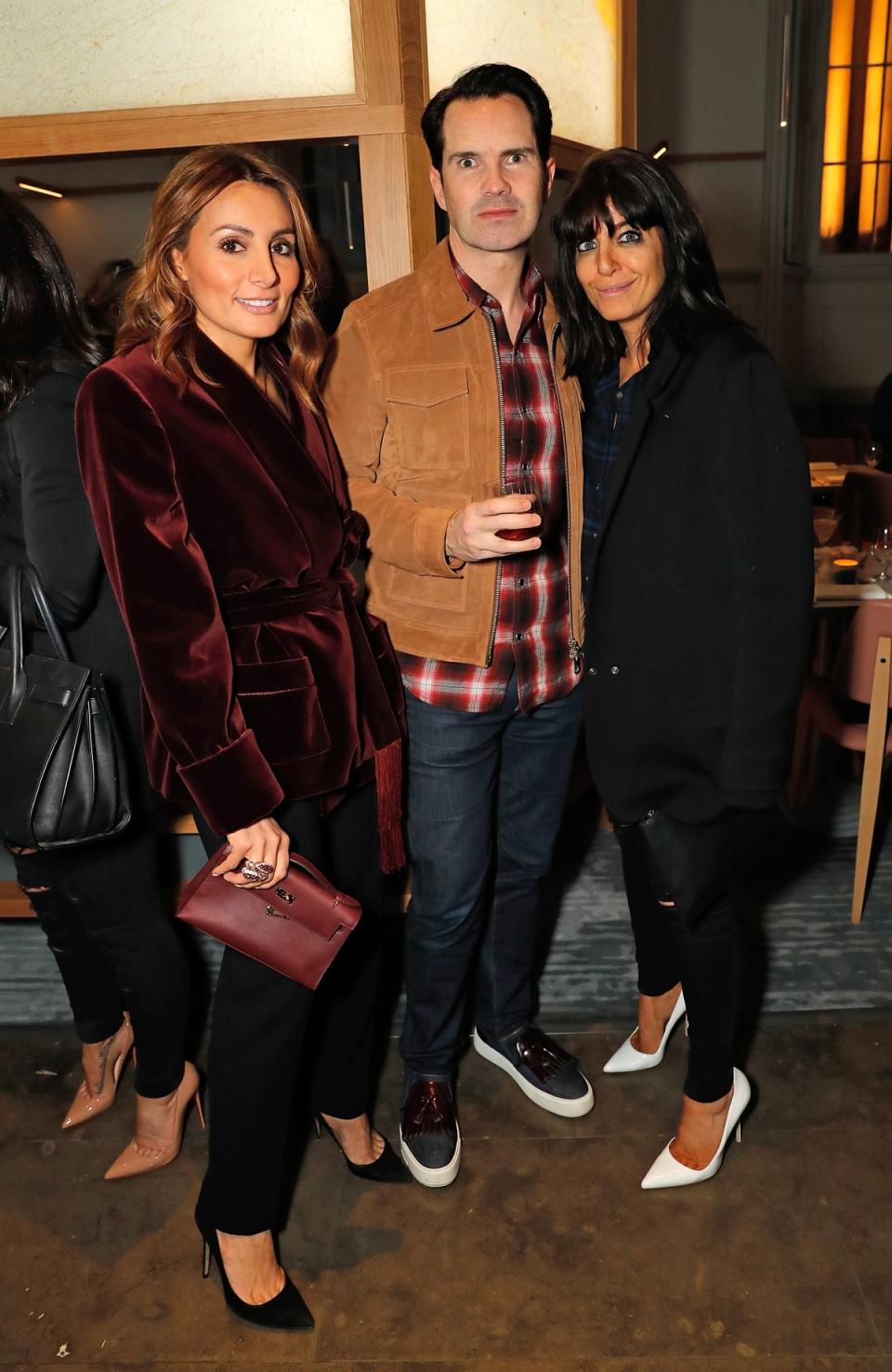Narmina with comedian  Jimmy Carr and  presenter Claudia  Winkleman (Dave Benett / Evening Standard)