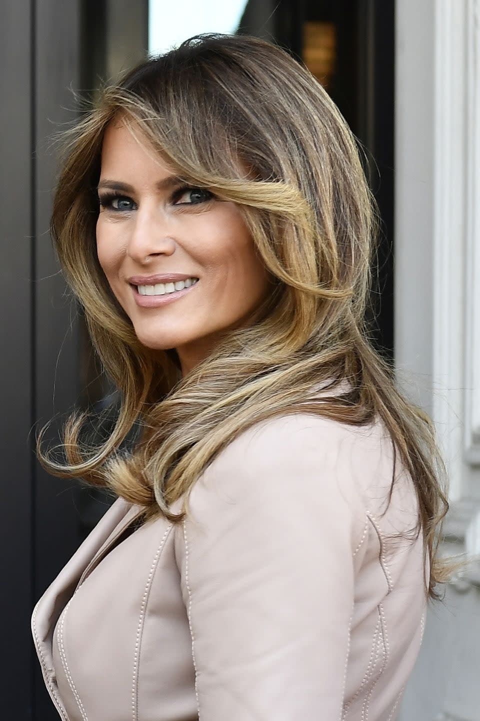 <p><a href="http://www.goodhousekeeping.com/life/g4565/facts-about-melania-trump/" rel="nofollow noopener" target="_blank" data-ylk="slk:Melania;elm:context_link;itc:0;sec:content-canvas" class="link ">Melania</a> has all but highlighted away any trace of brown in her perfectly polished hair.</p>