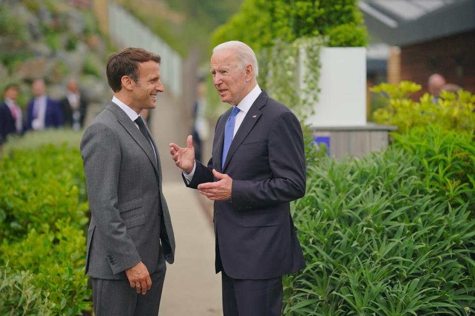 美國總統拜登與法國總統馬克宏通話，兩人將於10月在歐洲進行會晤。（資料照）   圖 : 翻攝自拜登推特