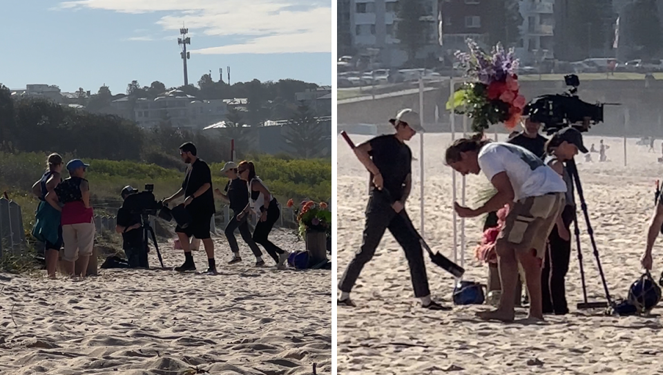 MAFS producers running around on Maroubra beach.