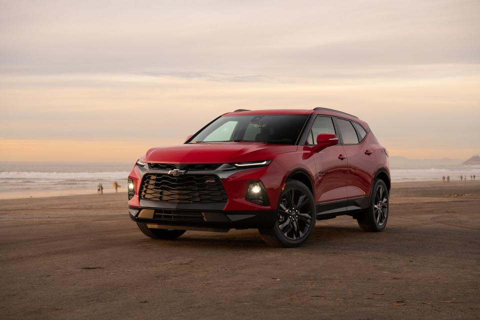 <p>While some design elements such as the grille and taillights come across as overwrought, we do like the Blazer's athletic stance on the road. Its track is wider than those of its platform-mates, and the overall shape and side surfacing give it plenty of presence.</p>