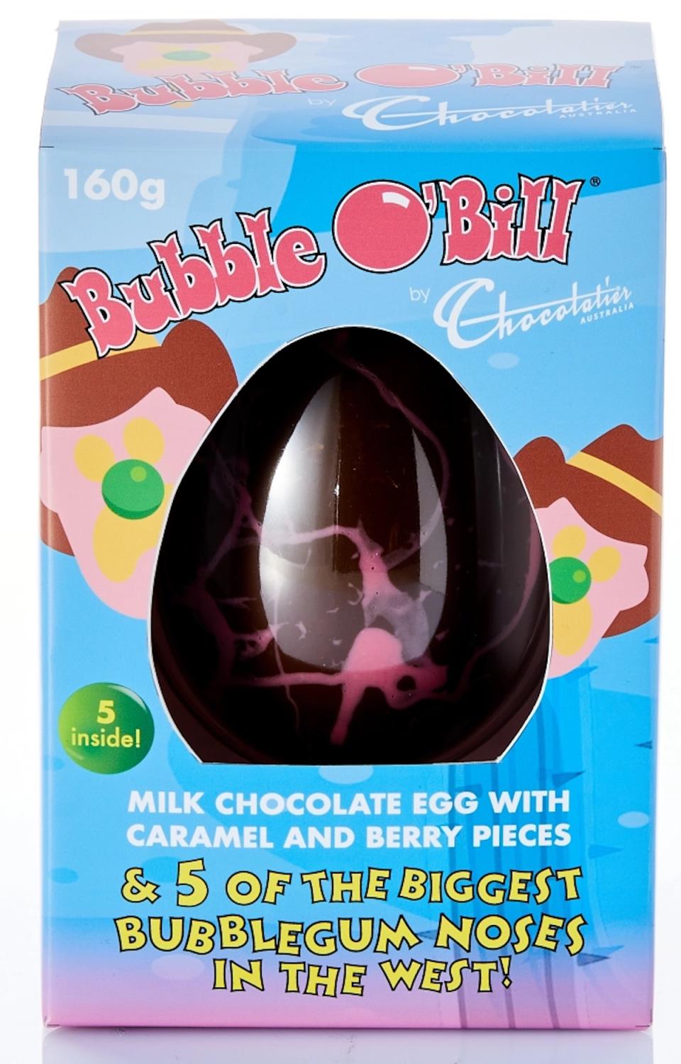 The new Bubble O'Bill Easter egg in its bright blue and pink packaging.