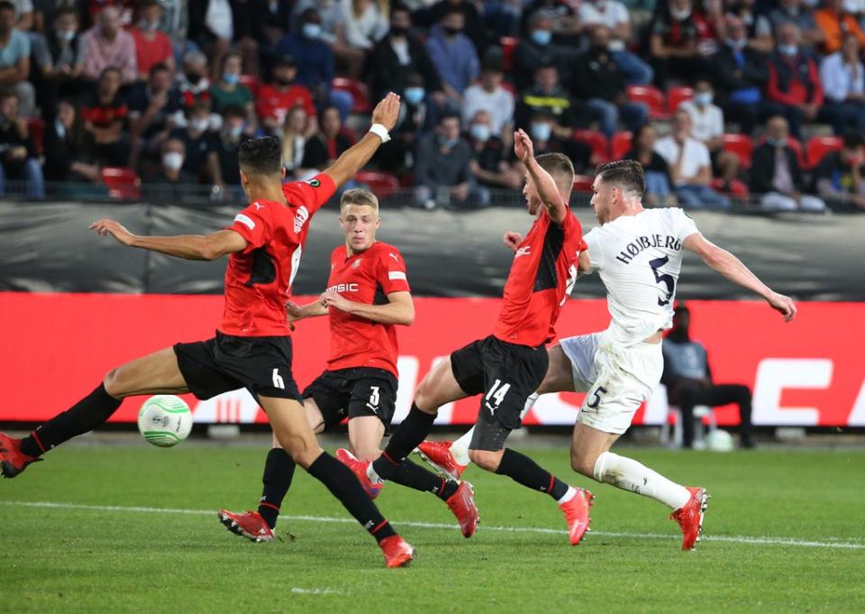 Pierre-Emile Hojbjerg’s poked goal rescued a point for Tottenham. (Getty Images)