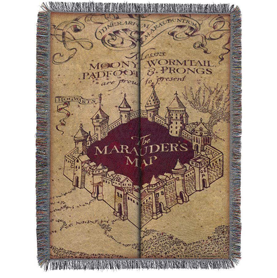 16) Marauder's Map Woven Tapestry Throw Blanket