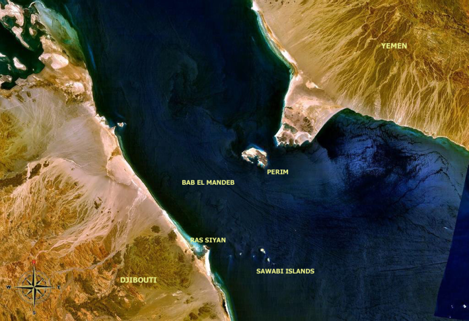 Bab el-Mandeb Strait (NASA WorldWind)