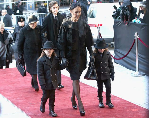Celine Dion attended the funeral with her children. Photo: Getty