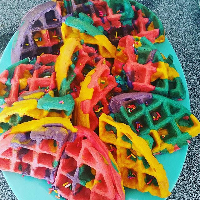 7) Rainbow Waffles