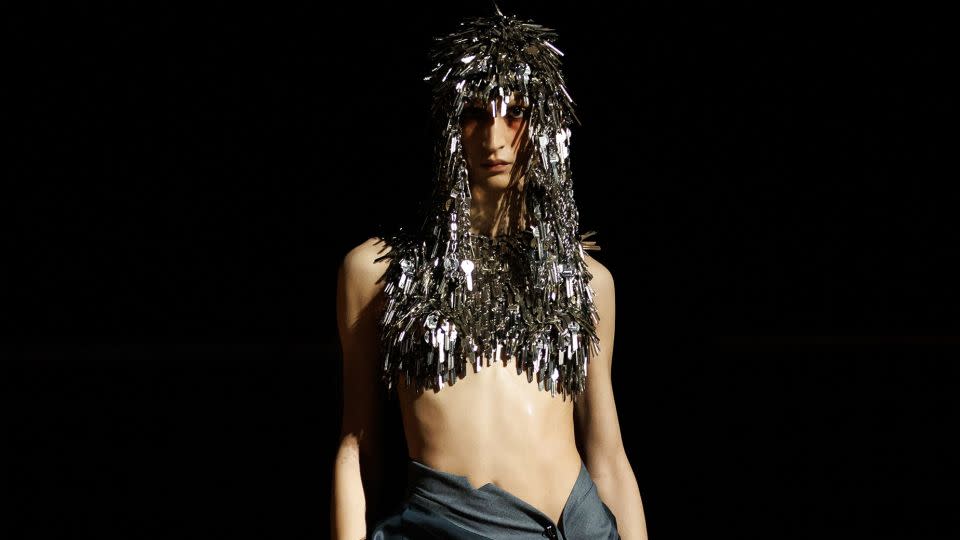 While one of the closing looks featured a wig entirely made of silver keys. - Dilara Findikoglu