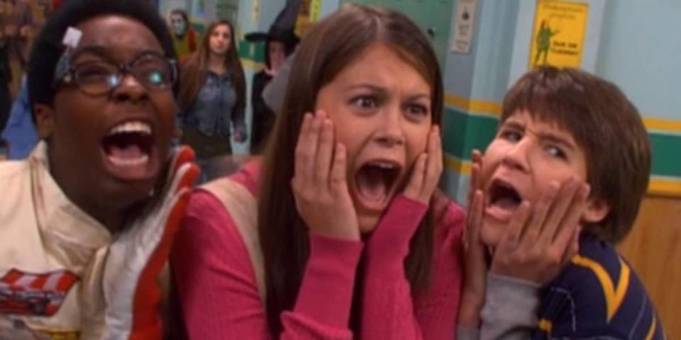 Cookie, Moze, and Ned screaming in Ned's Declassified School Survival Guide