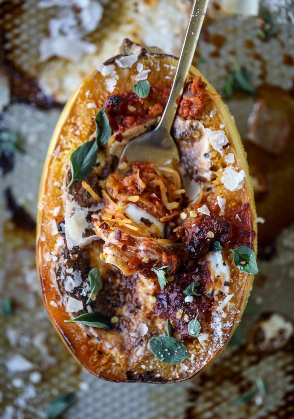 <strong>Get the <a href="https://www.howsweeteats.com/2019/01/spaghetti-squash-parmesan/" target="_blank" rel="noopener noreferrer">Spaghetti Squash Parmesan</a> recipe from How Sweet Eats</strong>