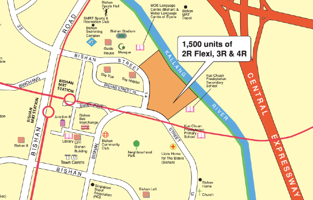 Locality map of the Bishan BTO flats launching in November 2020