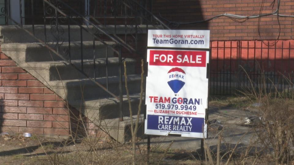 The 'For Sale' sign at 663 Marentette Ave. in Windsor.