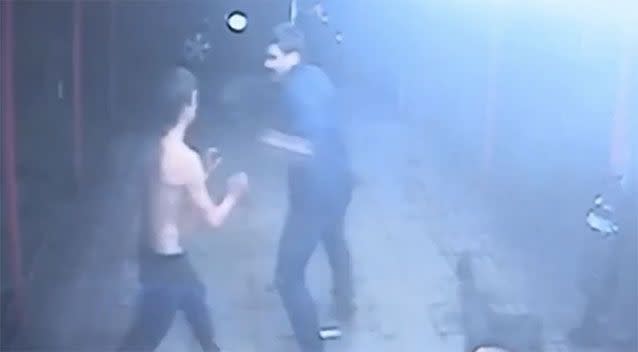 A 22-year-old kickboxer and his coach started a fight outside a shop in Moscow, Russia, only to be beaten up by their target. Picture: YouTube/Michigan Mesothelioma Lawyer