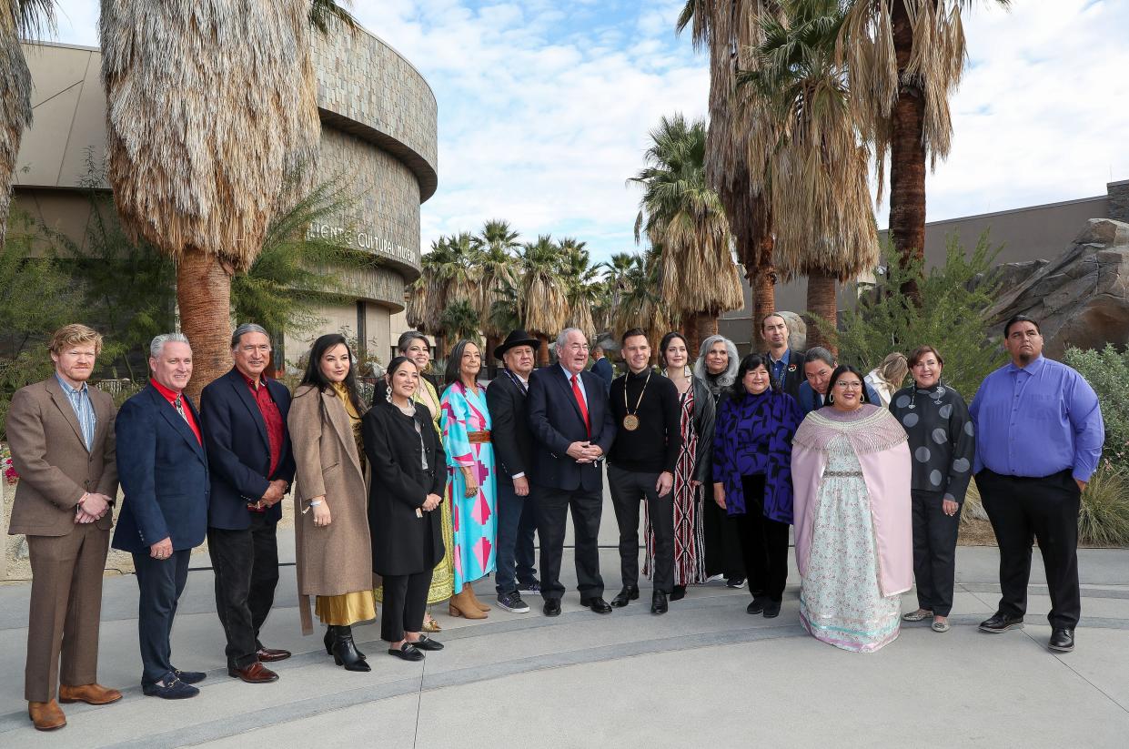 Members of the Agua Caliente Band of Cahuillla Indians and Osage Nation at an event Friday at the Agua Caliente Cultural Museum in Palm Springs.