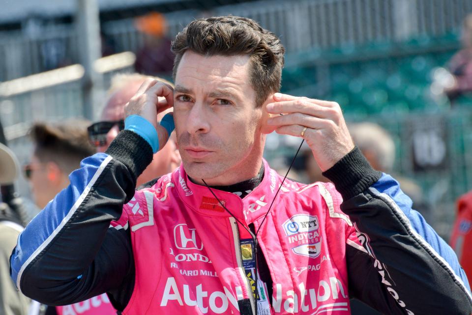 Meyer Shank Racing driver Simon Pagenaud (60) prepares to get in his car Saturday, May 20, 2023, during first day of qualifying ahead of the 107th running of the Indianapolis 500 at Indianapolis Motor Speedway. 