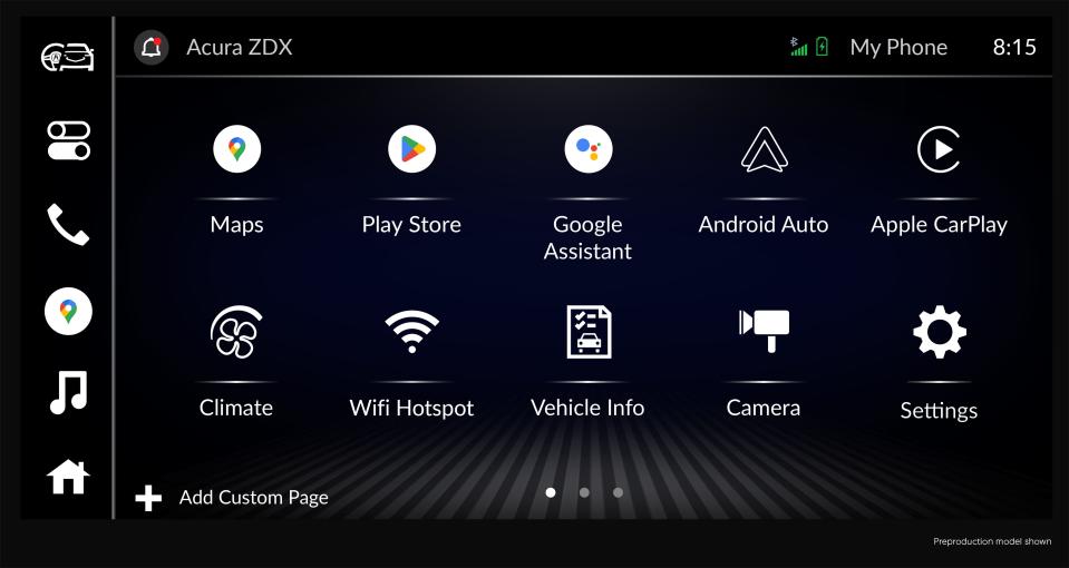 2024 Acura ZX Google built-in home screen