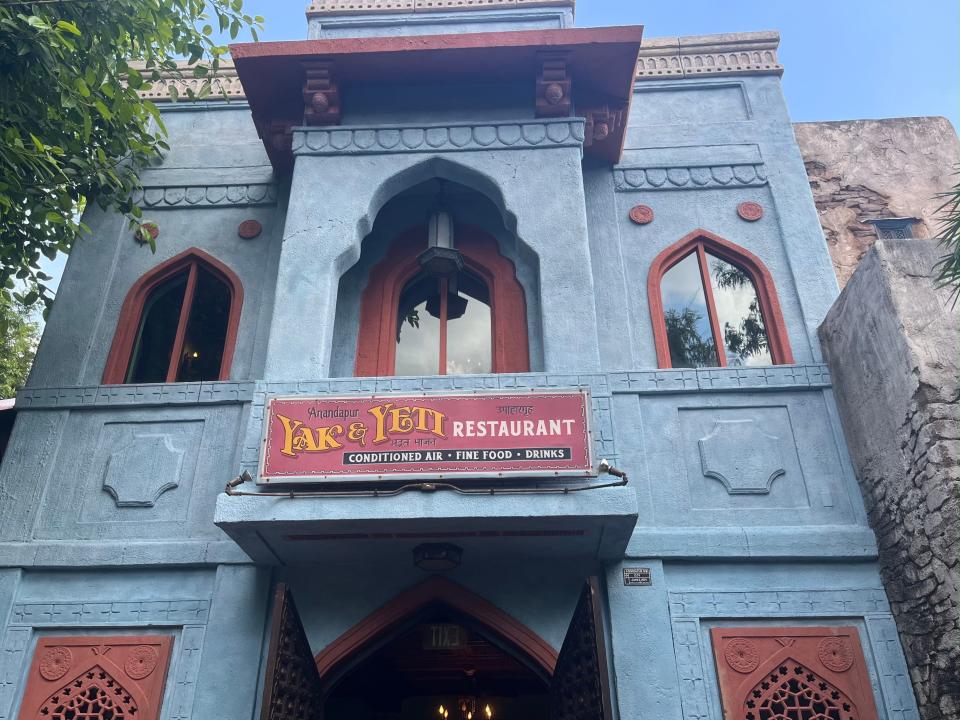 exterior shot of yak and yeti restaurant in animal kingdom