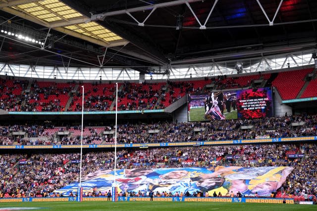 General view of Wembley Stadium tributes to Rob Burrow