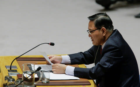 North Korea's ambassador to the UN Ja Song-nam speaks during the UN Security Council Ministerial Briefing on Non-Proliferation and the DPRK - Credit: MUNOZ ALVAREZ/AFP/Getty Images