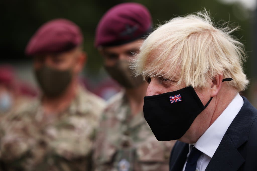 Prime Minister Boris Johnson with members of 16 Air Assault Brigade, following their deployment to Afghanistan (Dan Kitwood/PA) (PA Wire)