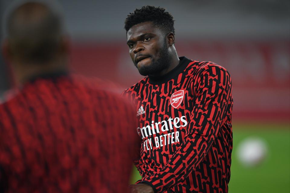 <p>On the comeback trail: Arsenal’s Thomas Partey could return from injury in the FA Cup</p> (Arsenal FC via Getty Images)