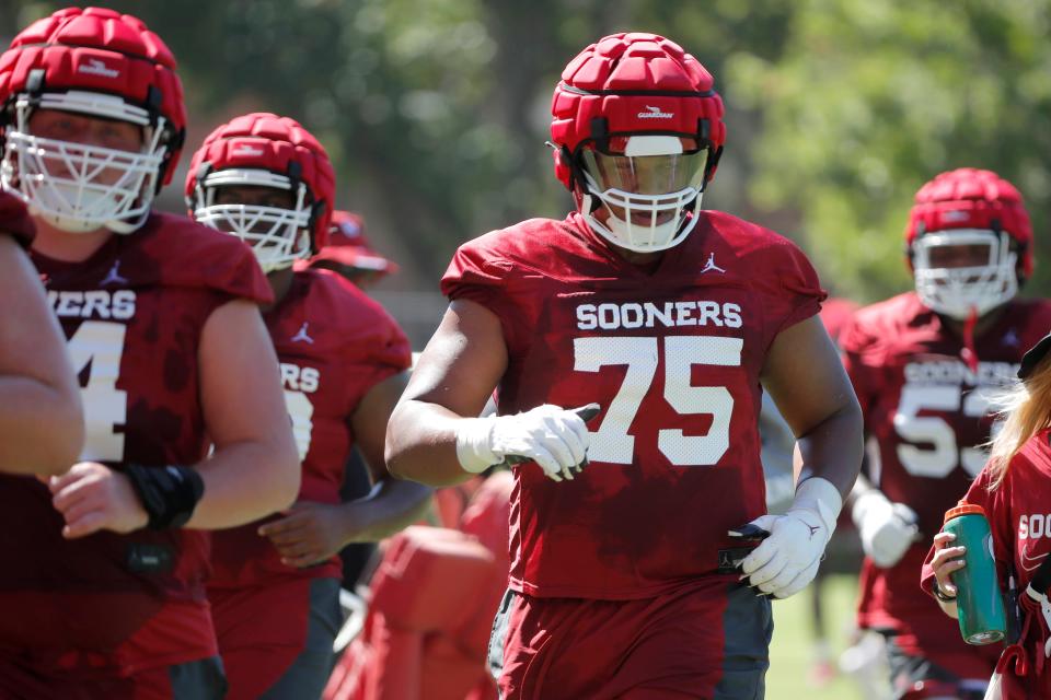 Oklahoma's Walter Rouse during a practice for the University of Oklahoma Sooners (OU) football team in Norman, Okla., Friday, Aug. 4, 2023.