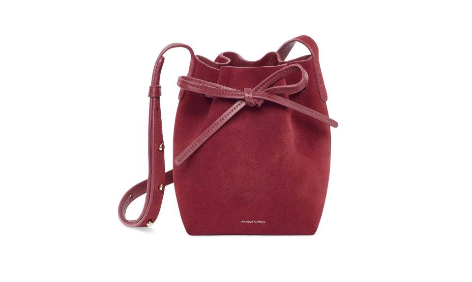 The Mansur Gavriel suede mini mini bucket bag that Malia Obama was carrying retails for $495 on mansurgavriel.com.