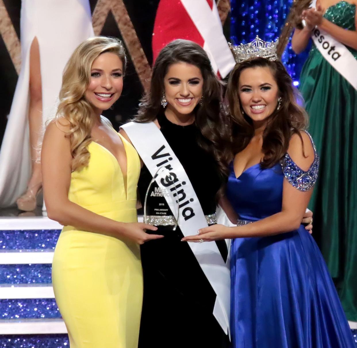 Miss Virginia, Emili McPhail, (middle) won the On Stage Question portion of the competition. (Photo: Donald Kravitz via Getty Images)