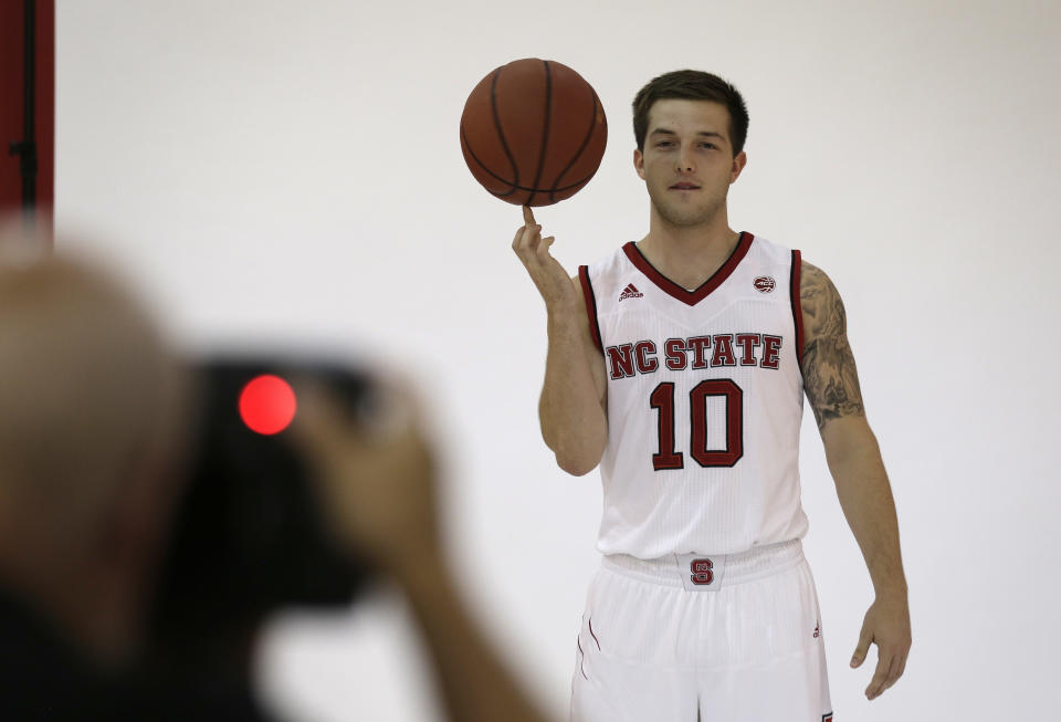 North Carolina State’s Braxton Beverly poses for a photograph during the team’s media day. (AP)