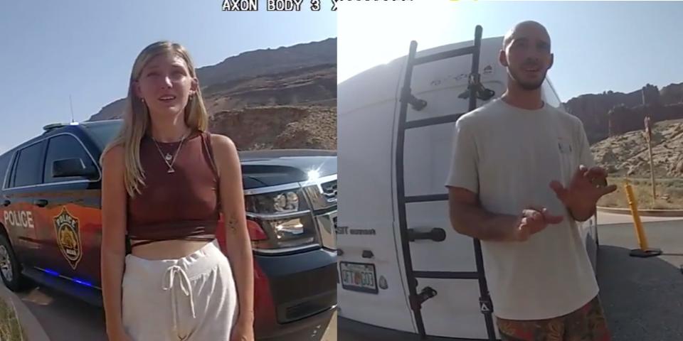 Gabby Petito Brian Laundrie composite image Moab Police bodycam