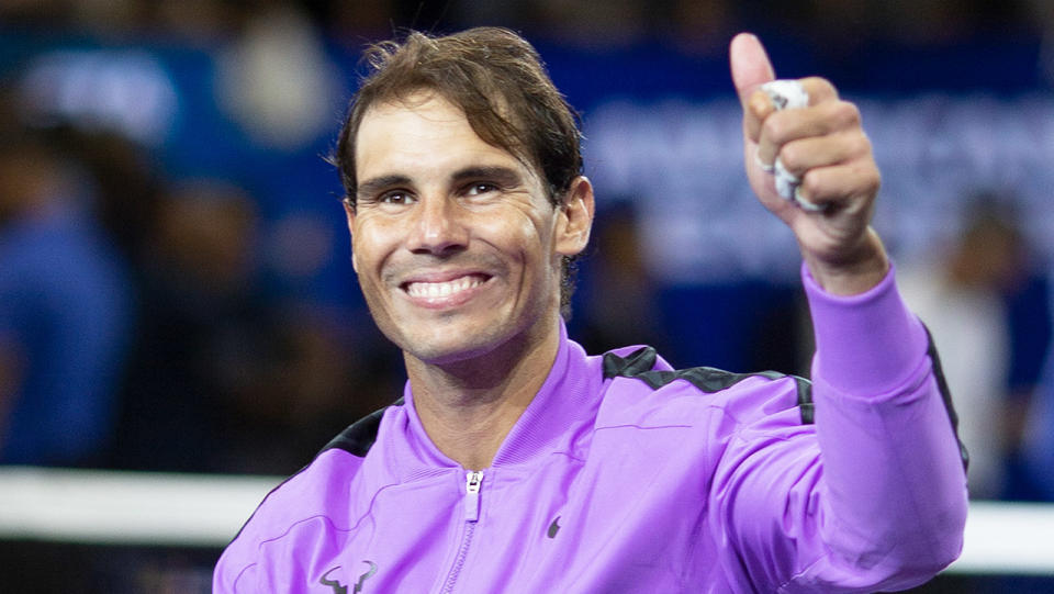 Rafa Nadal giving the thumbs up after he won the US Open.