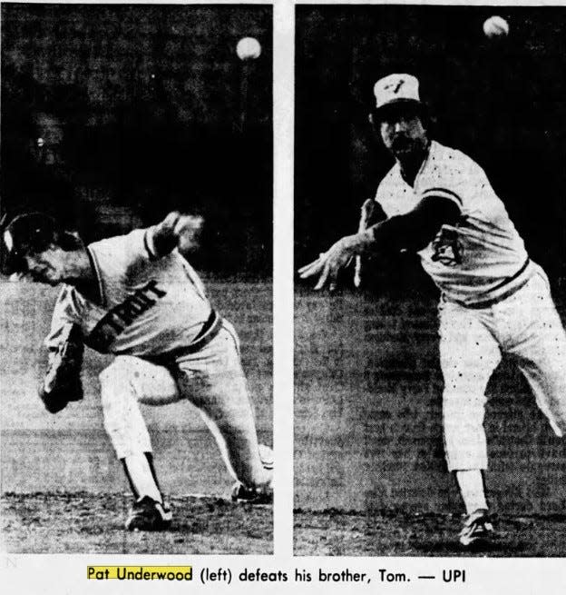 Kokomo's Pat Underwood (left) made his major league debut against his older brother Tom (right) in a 1-0 Detroit win over Toronto.