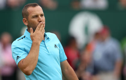 Sergio Garcia blows kisses to the crowd after completing his final round. (AP)