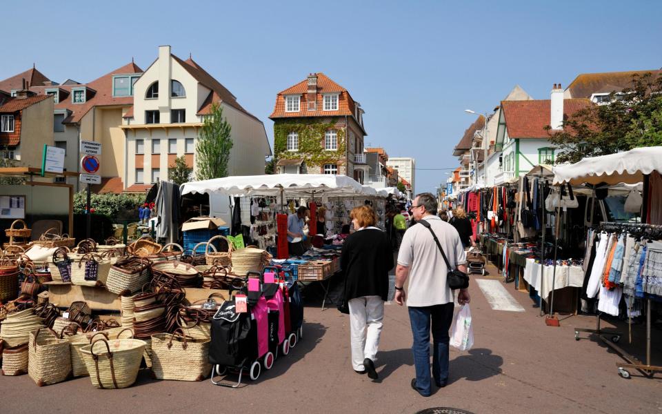 Residents wander around Le Touquet on market day